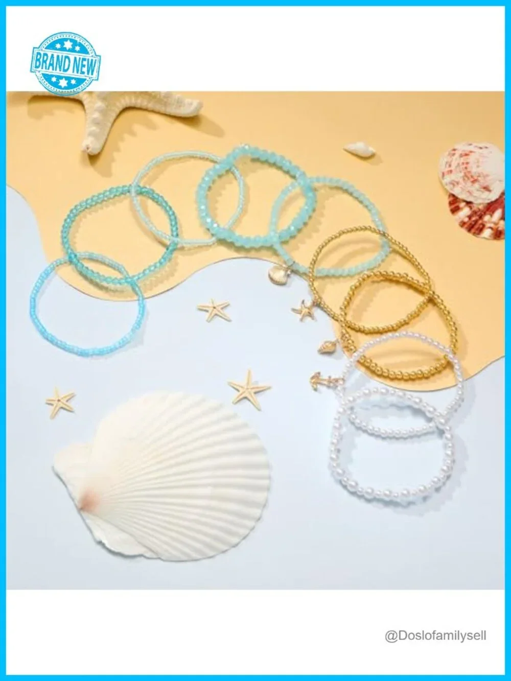 9-Pack Glass Beaded Stretch Bracelet Set Boho Stackable